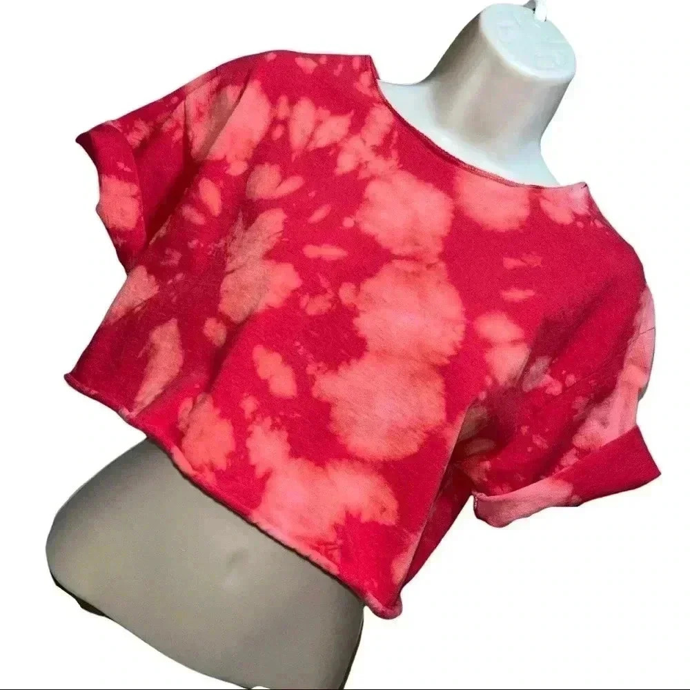 NEW Bleached Tie Dye Loose Boxy Crop Top